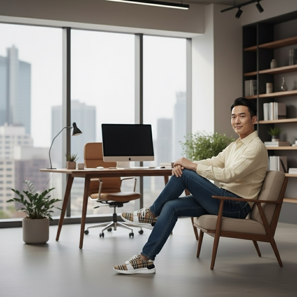 BURBERRY CHECKER SUEDE SNEAKER SIZE EU 48/ US 15